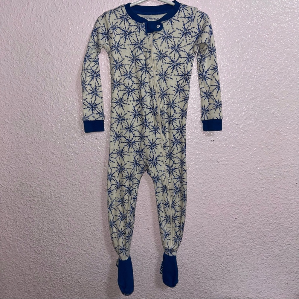 Burt's Bees Baby Cream and Blue Footed One Piece